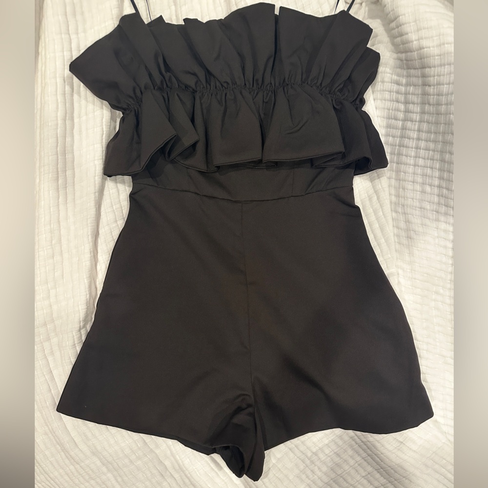 Black Ruffled Romper